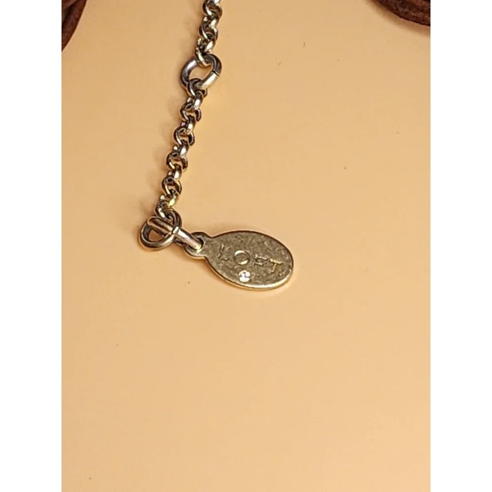 ANN TAYLOR LOFT Signed Necklace Multi-Strand‎ Braided Cord Metal Bar FREE $HIP!!